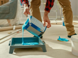 A photo of a paint bucket, indicating the office glow up Dr. Stewart mentions in this article