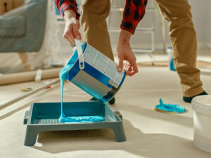 A photo of a paint bucket, indicating the office glow up Dr. Stewart mentions in this article