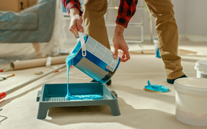 A photo of a paint bucket, indicating the office glow up Dr. Stewart mentions in this article