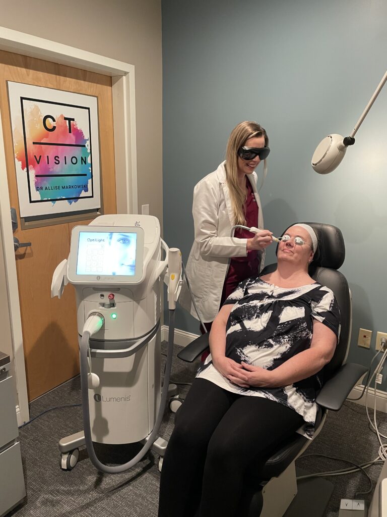 Dr. Allise Markowski performing an intense pulsed light treatment on a patient in her cold-start practice.