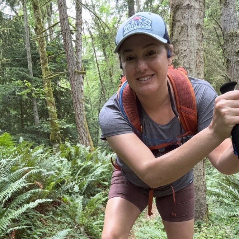 Dr. Julie Helmus on a hike in Washington